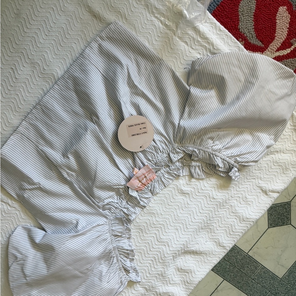 White Off-Shoulder Ruffle Top - Picture 6 of 6